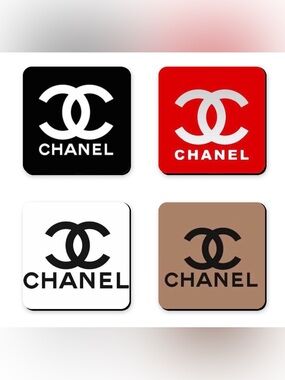 Chanel CC Logo Novelty Fashion Coaster Set - Set of 4 Glossy Coasters